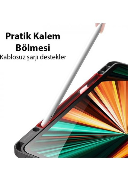 Kalem Yerli Standlı Şeffaf Arka Kapak iPad Pro 12.9 Kılıf Tablet Kılıfı Manyetik iPad Pro 12.9 2022-2021-2020-2018 modelleri