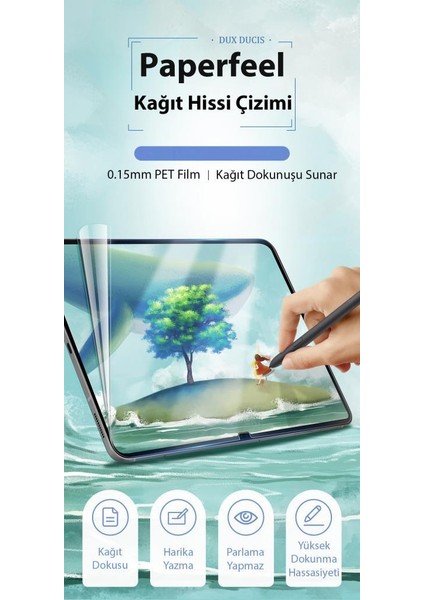 Polham Samsung Galaxy Tab S8 Ultra Paperfeel Pet 0.15MM Full Kaplama Darbe Emici Ekran Koruyucu