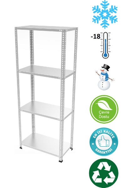 ® 4 Katlı Paslanmaz Krom Raf, Soğuk Oda Rafı 59X75-1.00 MM-150 cm
