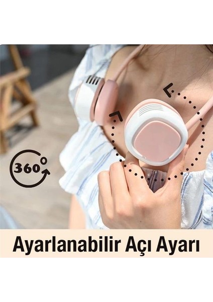 1600MAH Şarjlı Ayarlanabilir Boyun Askılı Şık Görünümlü Boyun Vantilatörü, Askılıklı Mini Fan