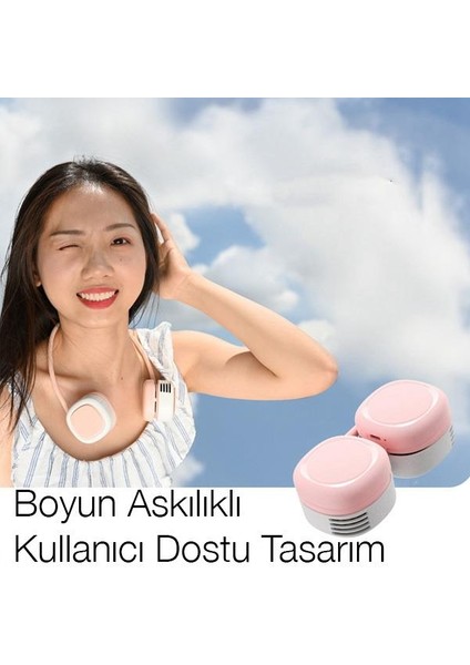 1600MAH Şarjlı Ayarlanabilir Boyun Askılı Şık Görünümlü Boyun Vantilatörü, Askılıklı Mini Fan