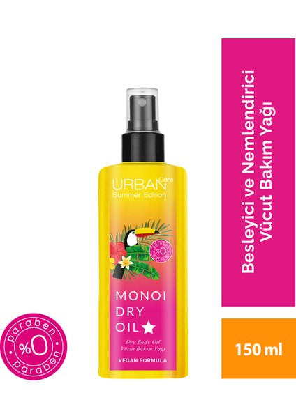 Summer Body-Monoi Yağı içeren, Besleyici ve Nemlendirici Kuru Vücut Yağı-Vegan-150 ML
