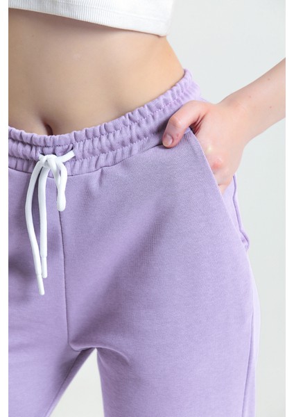 Lila Lastikli Jogger Eşofman Altı