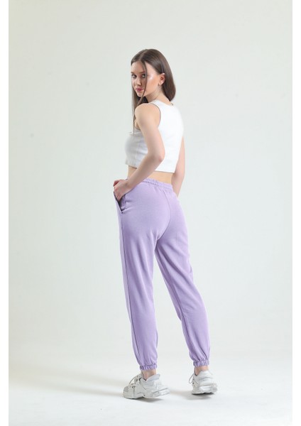 Lila Lastikli Jogger Eşofman Altı