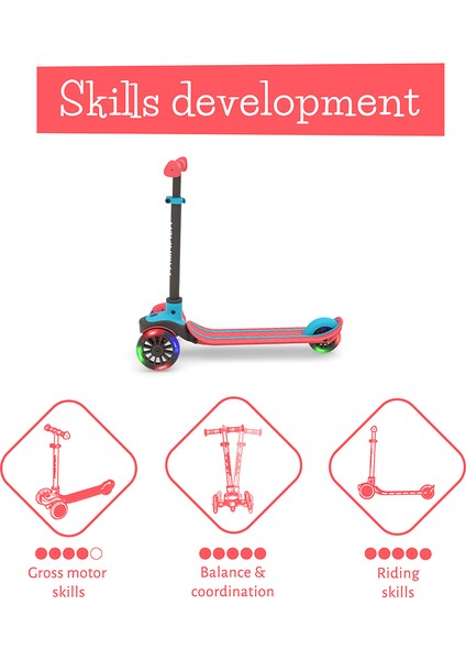 Scotti Glow - 3 Tekerlekli Işıklı Scooter - Kırmızı indirimleri