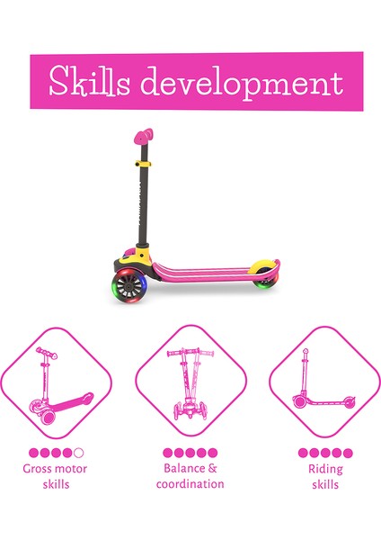 Scotti Glow - 3 Tekerlekli Işıklı Scooter - Pembe