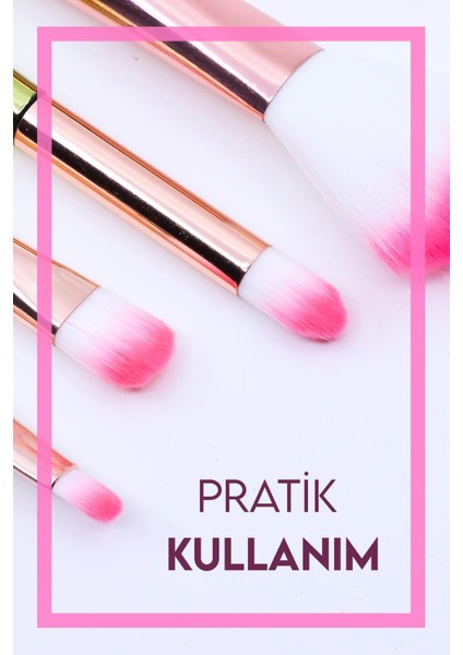 4'lü Balık Makyaj Fırça Seti Sarı&pembe
