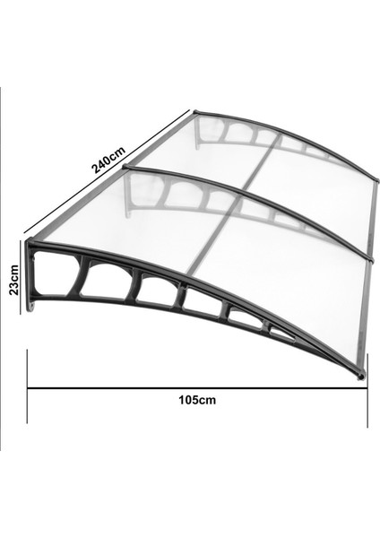 Garden Plastik Lupın Kapı Pencere Üstü Pratik Sundurma 105X240 - Siyah