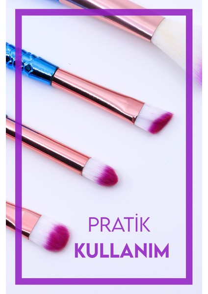 4'lü Balık Makyaj Fırça Seti Mor&mavi
