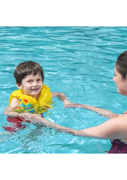 3-6 Yaş Çocuk Yüzme Yeleği Swimvest Şişme Yüzücü Havuz Yelek Can Yeleği Sarı 41X30 cm