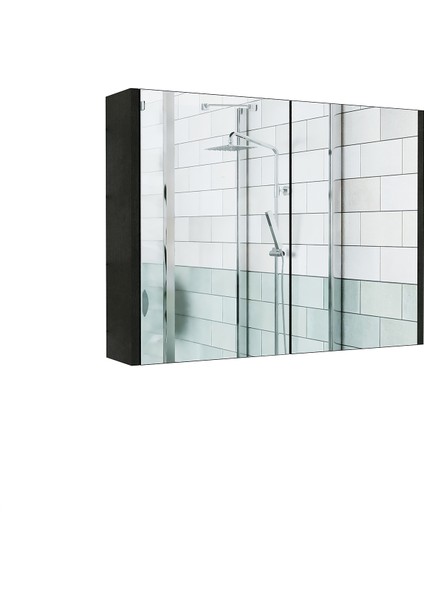 Ad7 Kulpsuz 2 Kapaklı Ahşap Siyah Suntalam 80 cm Aynalı Banyo Üst Dolabı indirimleri
