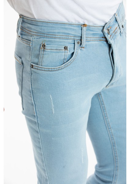 Erkek Açık Mavi Skinny Fit Pantolon