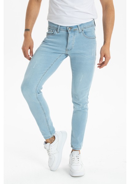 Erkek Açık Mavi Skinny Fit Pantolon fırsatları