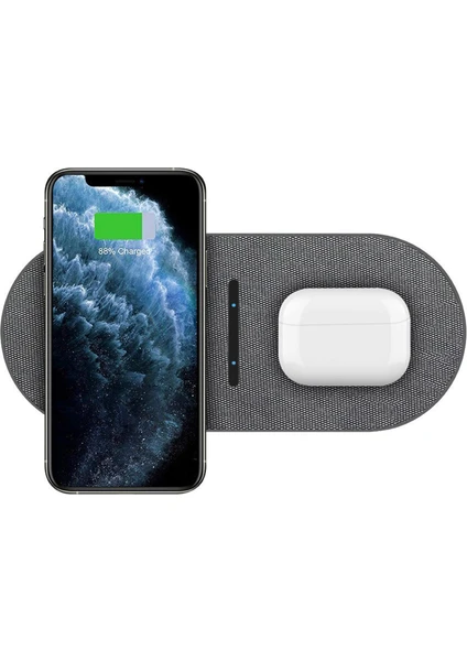 Samsung-Iphone-Apple Watch-Airpods ile Uyumlu 15W 2in1 Kablosuz Hızlı Şarj Standı