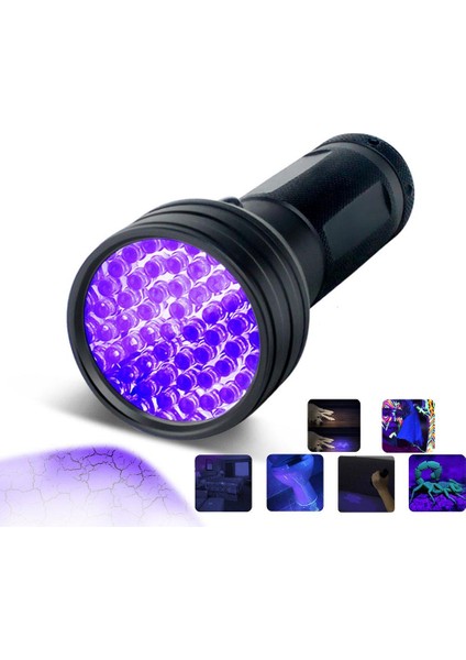 51 LED Mor Işık Uv El Feneri Ultraviyole Blacklight