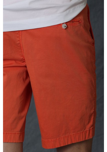 Zegler Spor Erkek Chino Şort Slim Fit Turuncu