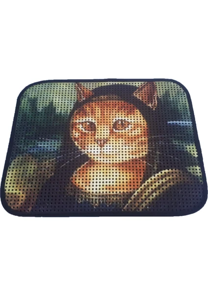 Elekli Desenli Kedi Tuvalet Önü Paspası 60 x 45 cm Mona