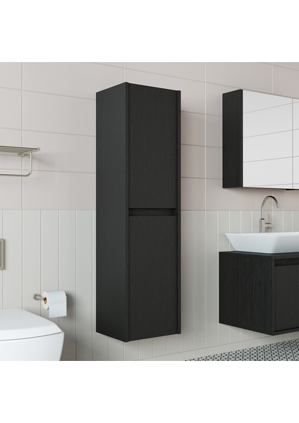 Ahşap Siyah Suntalam 130 x 35 cm Banyo Boy Dolabı