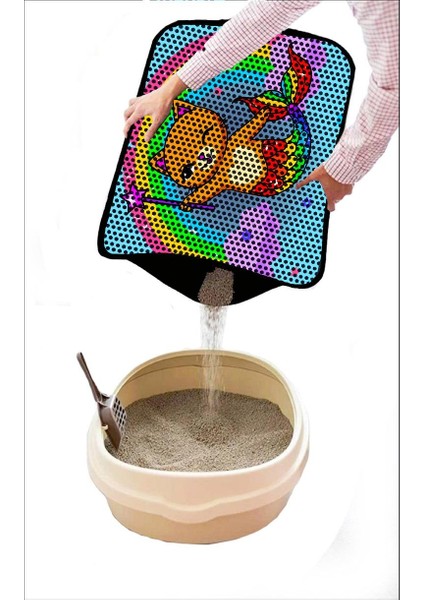 Elekli Desenli Kedi Tuvalet Önü Paspası 60 x 45 cm Sihirbaz