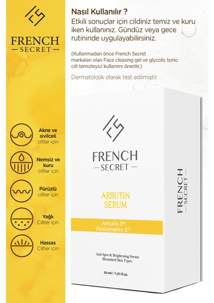 Leke Karşıtı Cilt Tonu Eşitleyici Aydınlatıcı Bakım Serumu 30 ml Arbutin %2 + Hyaluronic Acid fırsatları