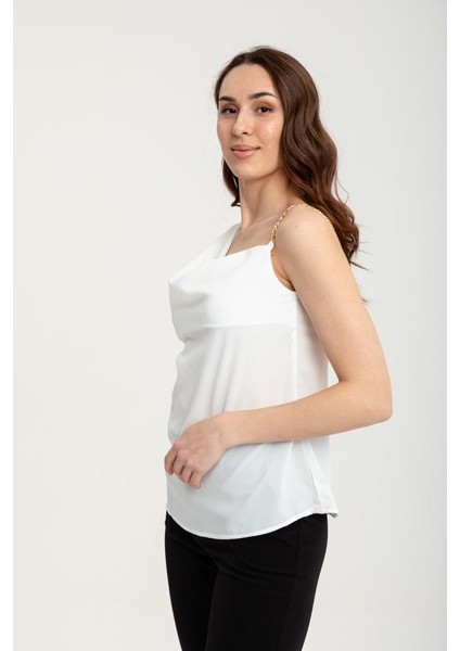 Kadın Askılı Omzu Zincirli Bluz Beyaz fiyatları