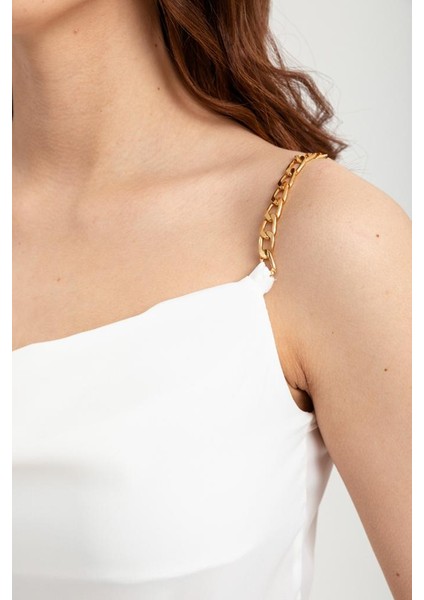 Kadın Askılı Omzu Zincirli Bluz Beyaz fırsatları