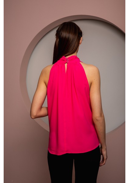 Kadın Yakası Zincirli Bluz Pembe indirimleri
