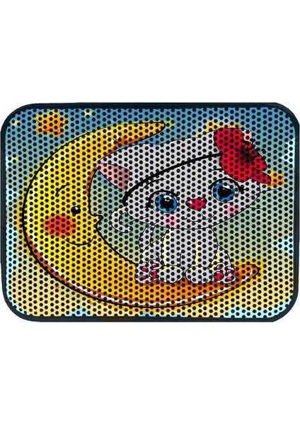 Elekli Desenli Kedi Tuvalet Önü Paspası 60 x 45 cm Grandpa Moon