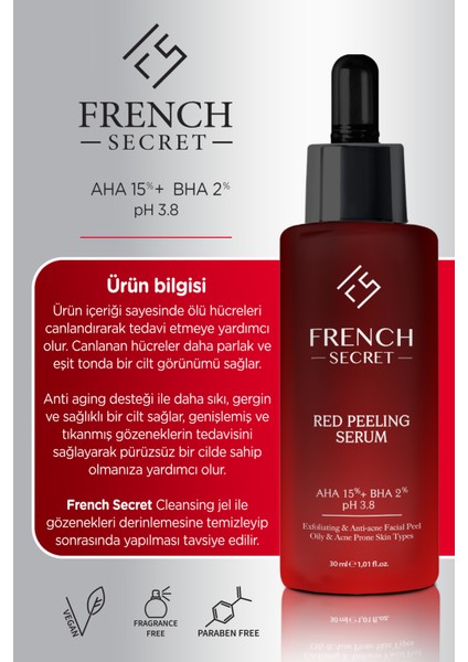 Canlandırıcı Ton Eşitleyici Leke Karşıtı Yenileyici Red Peeling Serum 30 ml (Aha%15+Bha%2+Ph3,8) fiyatları