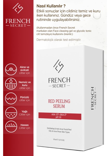 Canlandırıcı Ton Eşitleyici Leke Karşıtı Yenileyici Red Peeling Serum 30 ml (Aha%15+Bha%2+Ph3,8) fırsatları