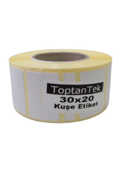 30X20 Kuşe Etiket G.30MM Y.20MM Bir Rulo 1000 Adet (Tam Metraj)