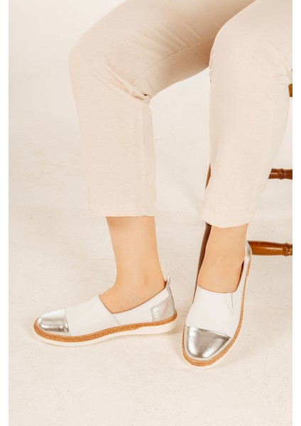 Deri Lastikli Renkli Rahat Kadın Günlük Casual Babet Ayakkabı