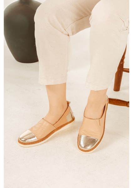 Deri Lastikli Renkli Rahat Kadın Günlük Casual Babet Ayakkabı