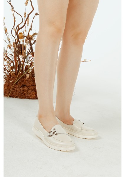 Deri Toka Detaylı Günlük Rahat Kadın Babet Casual Ayakkabı indirimleri