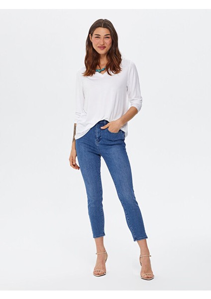 V Yaka Uzun Kol T-Shirt 00012