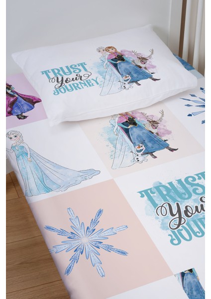 Tuğba Kuğu Lastikli Çarşaf Seti (60 x 120 + 15 cm) - Cartoon Serisi -  frozen Elsa ve Anna