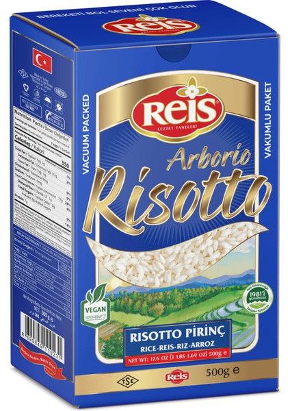 Vegan 500 gr Arborio Risotto Pirinç Vakumlu Ambalajlı Paket