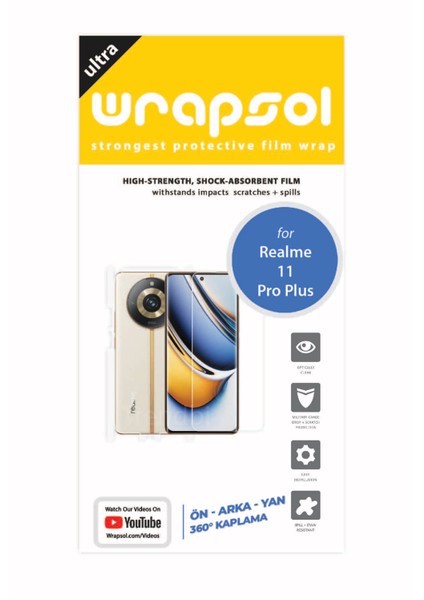 Realme 11 Pro Plus Full Kaplama Ön Arka ve Yanlar 360 Derece Tam Kapatan Poliüretan Film