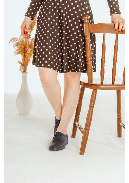 Deri Bağcıklı Baskılı Rahat Kadın Günlük Casual Ayakkabı modelleri