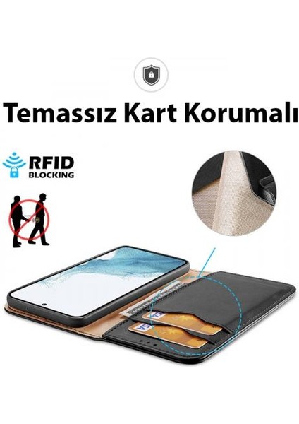 Temassız Kart Korumalı Mıknatıslı Deri Cüzdanlı Samsung Galaxy S23 Plus Kılıf 3 Adet Kart Bölmeli