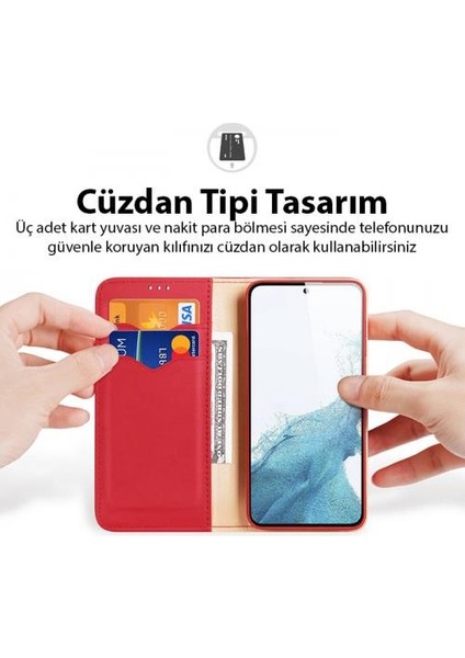 Temassız Kart Korumalı Mıknatıslı Deri Cüzdanlı Samsung Galaxy S23 Kılıf 3 Adet Kart Bölmeli