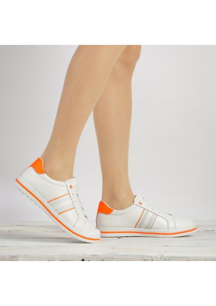 Hakiki Deri Bağcıklı Renkli Rahat Kadın Günlük Yürüyüş Spor Ayakkabı