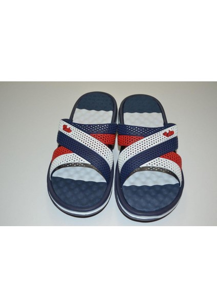 Gezer Erkek Kaymaz Yumuşak Masaj Tabanlı Beyaz Lacivert Kırmızı Çapraz Eva Terlik indirimleri