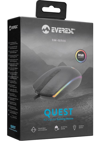 SM-GX66 USB Siyah Rgb Işık Efektli Gaming Oyuncu Mouse