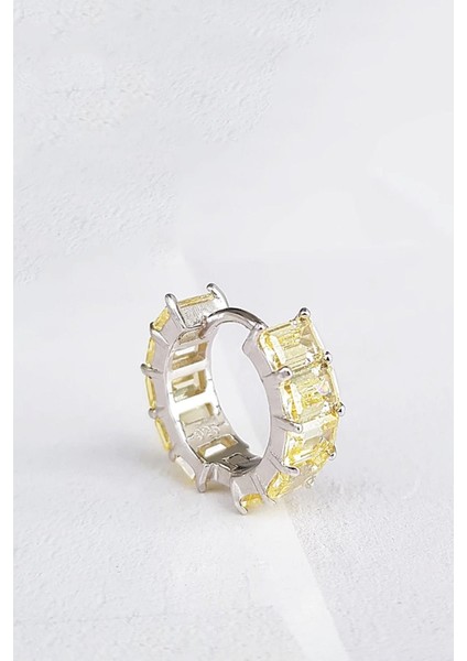 Çift Ithal Baget Sarı Fancy Kesim Halka Gümüş Küpe modelleri