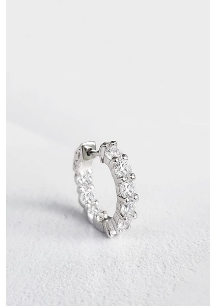 Tekli Ithal 1.7cm Halka Fancy Kesim Taşlı Gümüş Küpe