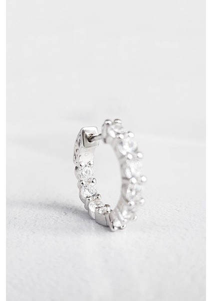 Tekli Ithal 1.7cm Halka Fancy Kesim Taşlı Gümüş Küpe modelleri