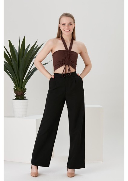 Yüksek Bel Pileli Palazzo Bej Pantolon indirimleri