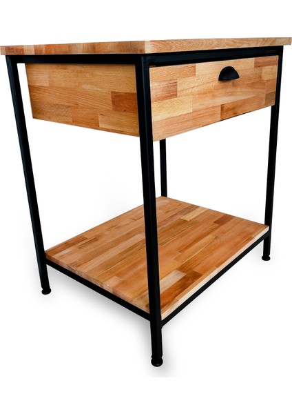 Atölye 10 65 cm Kayın Ahşap Banyo Dolabı Metal Ayaklı ve Çekmeceli Modern Banyo Dolabı fiyatları