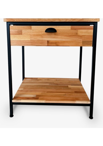 Atölye 10 65 cm Kayın Ahşap Banyo Dolabı Metal Ayaklı ve Çekmeceli Modern Banyo Dolabı modelleri